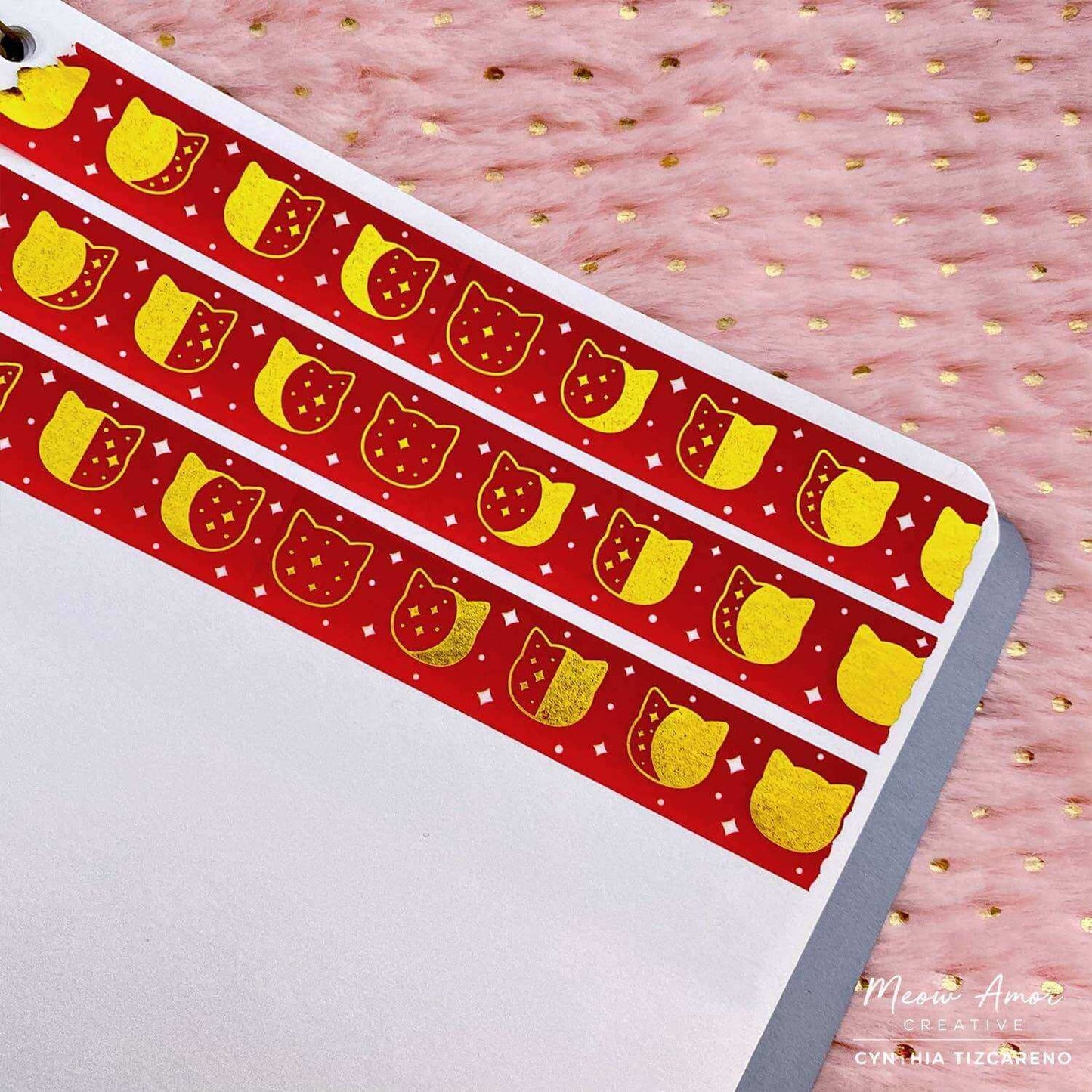 Red and gold cat moon phase