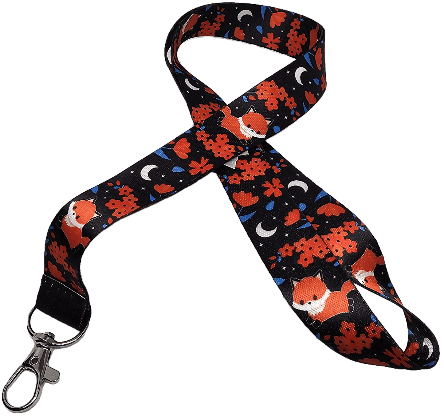 Mischievous fox Lanyard - With lobster clasps, double-sided lanyard