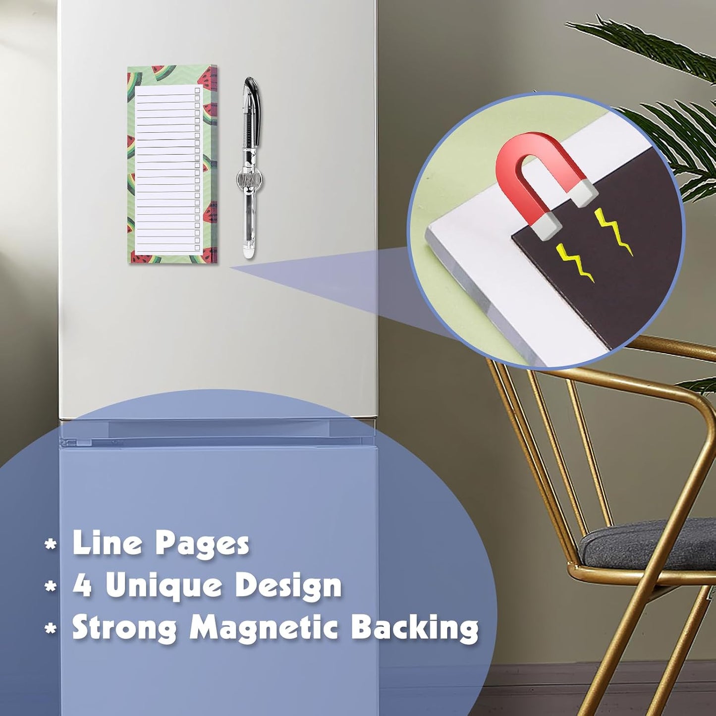 Brighten Up Your Kitchen with Our 4 Pack Magnetic Note Pads - Perfect for Grocery Lists and To-Do Reminders!