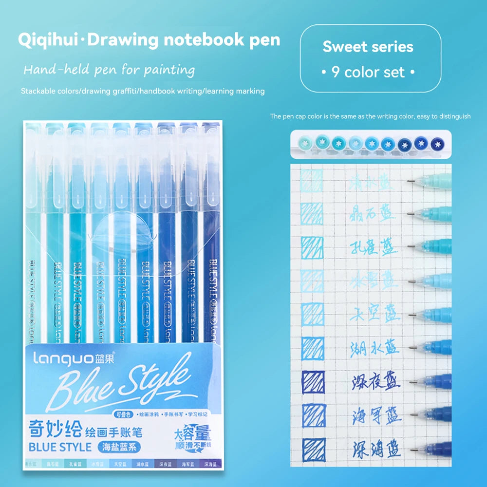 Elevate Your Creativity with the Languo Morandi Gel Pen Set - 9 Stunning 0.6mm Colors for Art, DIY & Scrapbooking