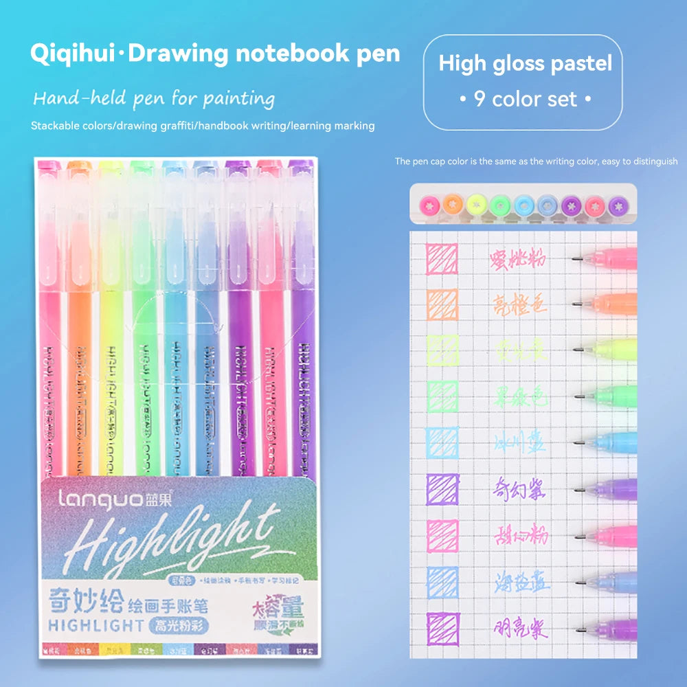Elevate Your Creativity with the Languo Morandi Gel Pen Set - 9 Stunning 0.6mm Colors for Art, DIY & Scrapbooking