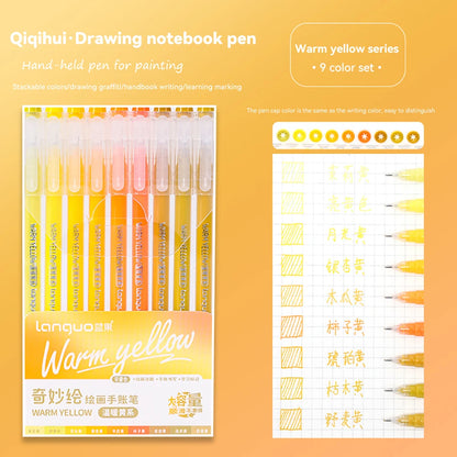Elevate Your Creativity with the Languo Morandi Gel Pen Set - 9 Stunning 0.6mm Colors for Art, DIY & Scrapbooking