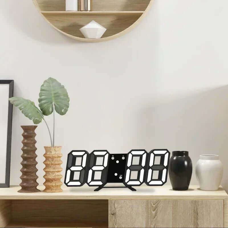 Modern Illuminated Digital Desktop Clock: Sleek Wall-Mounted Design with Adjustable Luminosity and Alarm Function