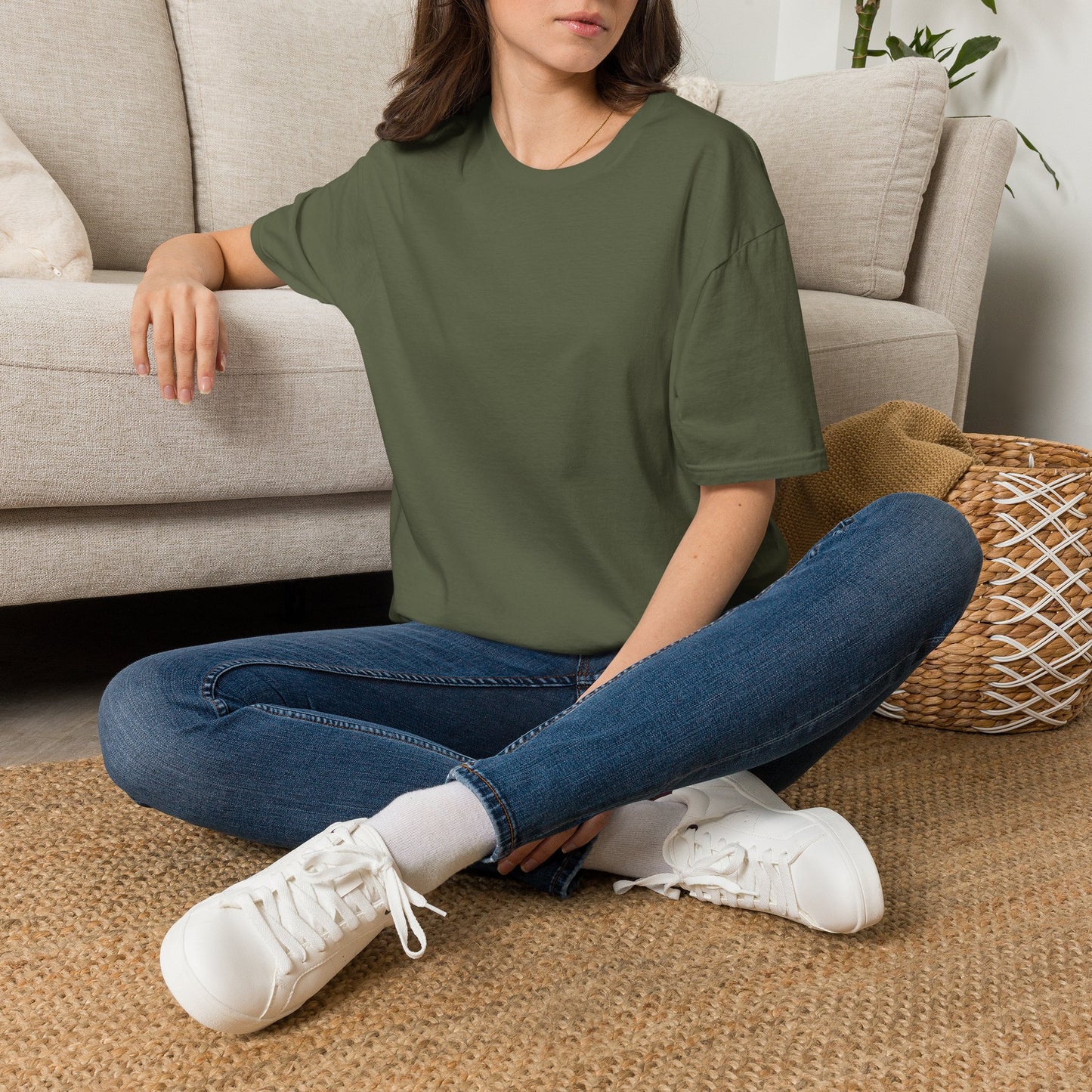 Floral Deer Minimal Tee — Soft Everyday White T‑Shirt