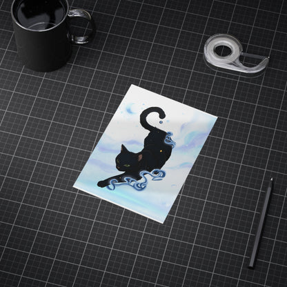 Mystic Black Cat Art Print — Celestial Cat Unframed Wall Art