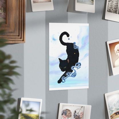 Mystic Black Cat Art Print — Celestial Cat Unframed Wall Art