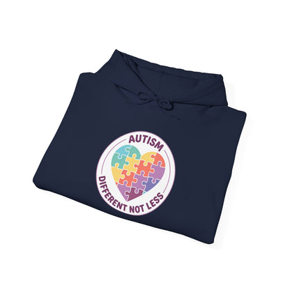 hoodie with a colorful heart design and text on a white background