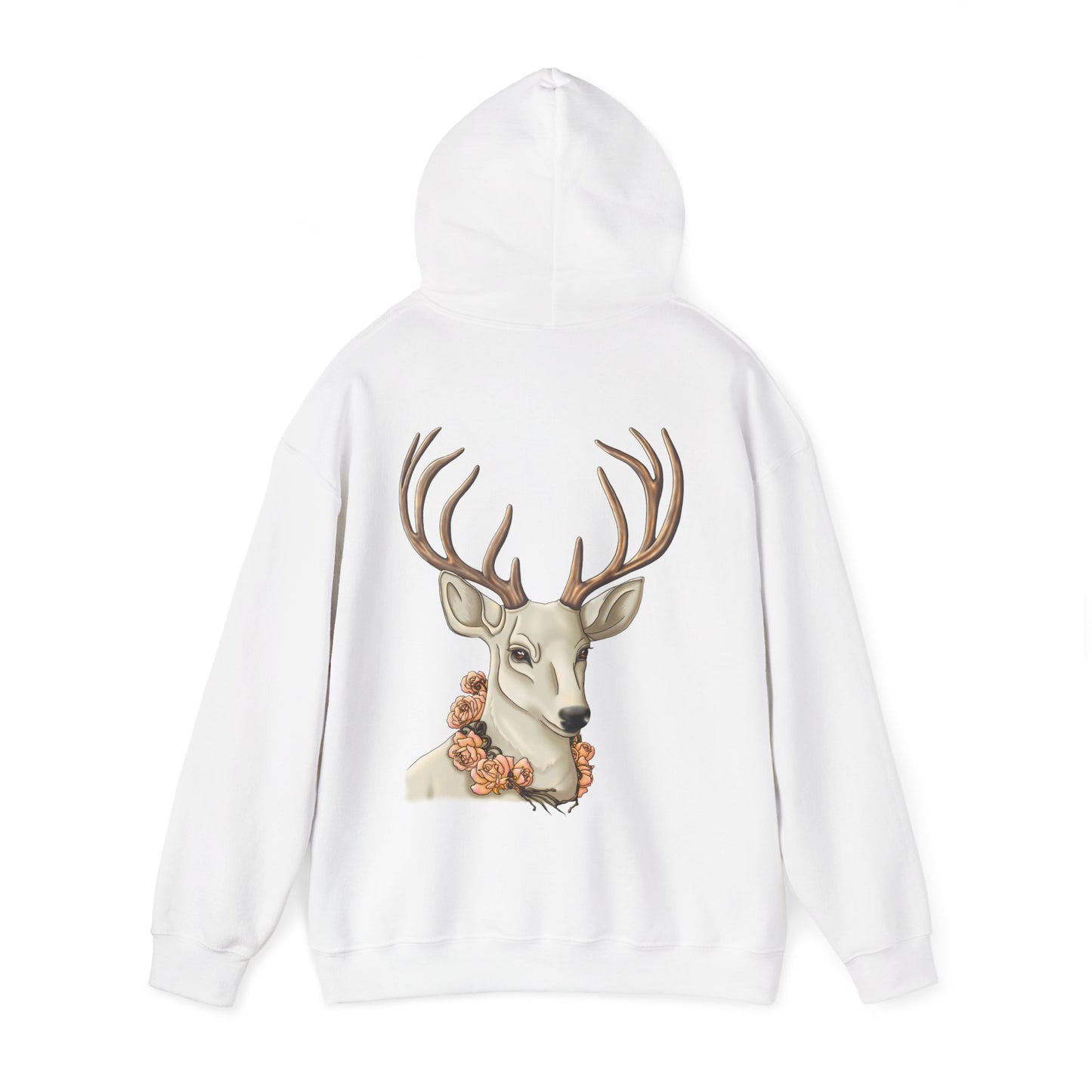 Deer Portrait Hoodie — Floral Antler Graphic Pullover