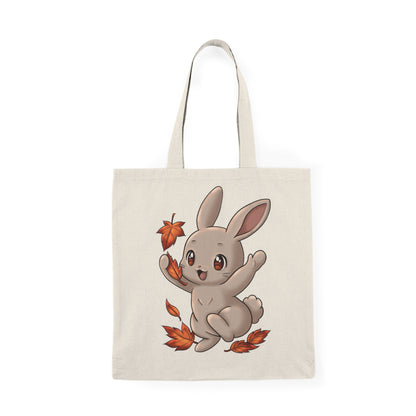 Cute Autumn Bunny Tote Bag – Fall Leaves Eco Canvas Tote