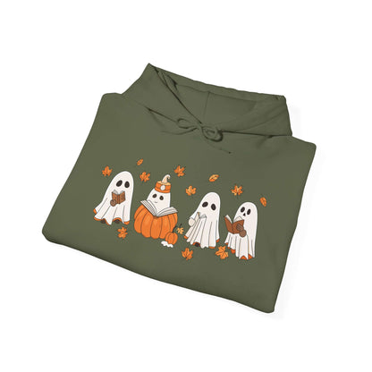 Cozy Halloween Hoodie – Ghosts Reading Design, Perfect for Spooky Season