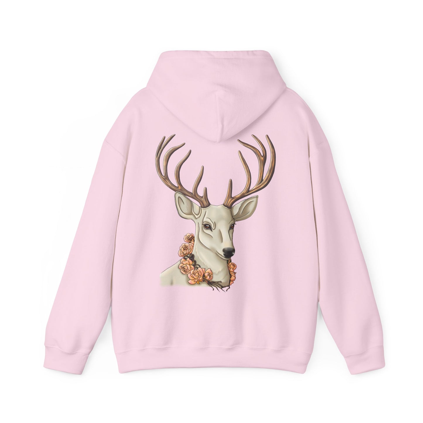 Deer Portrait Hoodie — Floral Antler Graphic Pullover