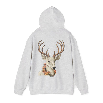 Deer Portrait Hoodie — Floral Antler Graphic Pullover