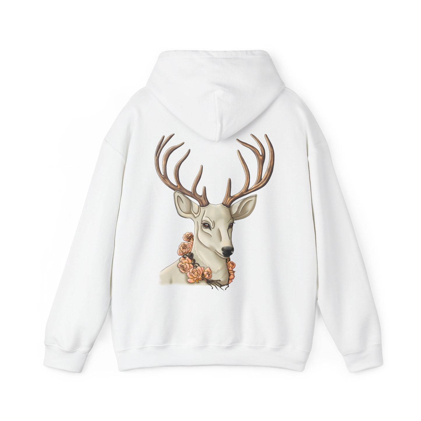Deer Portrait Hoodie — Floral Antler Graphic Pullover
