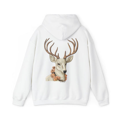 Deer Portrait Hoodie — Floral Antler Graphic Pullover