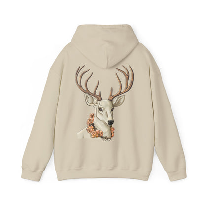 Deer Portrait Hoodie — Floral Antler Graphic Pullover