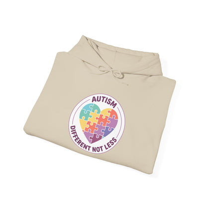hoodie with a colorful heart design and text on a white background