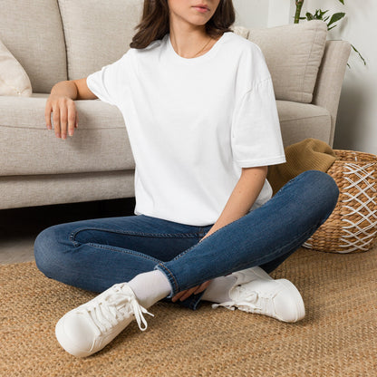 Floral Deer Minimal Tee — Soft Everyday White T‑Shirt