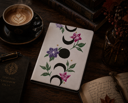 Hand-Painted Moon Phase Book | Celestial Gothic Journal | Unique Handmade Book