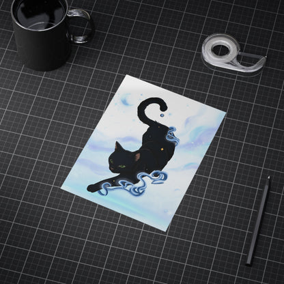 Mystic Black Cat Art Print — Celestial Cat Unframed Wall Art