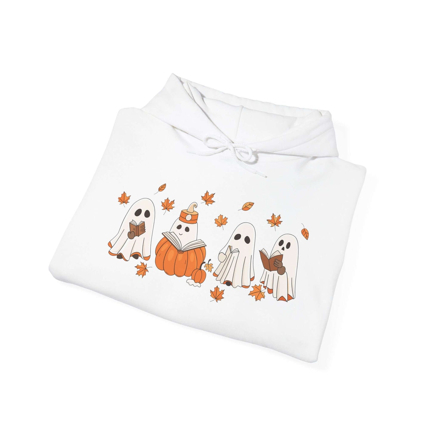 Cozy Halloween Hoodie – Ghosts Reading Design, Perfect for Spooky Season