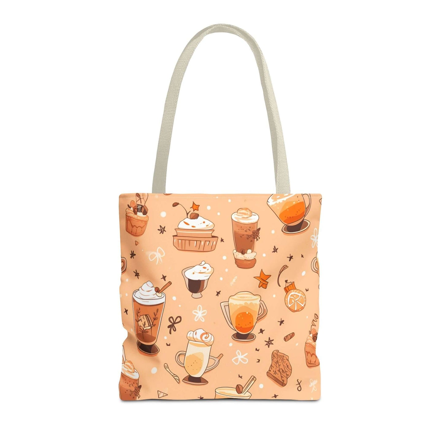 Fall Vibes Tote Bag – Cute Coffee Pattern, Available in Multiple Sizes