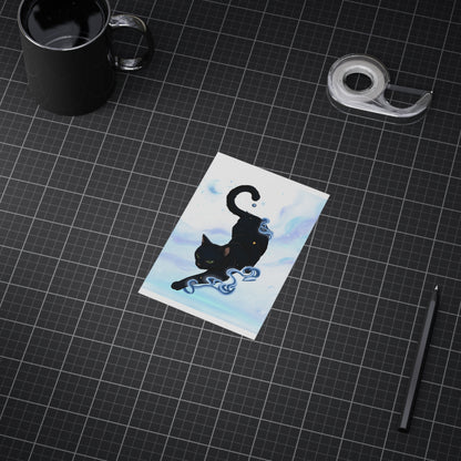 Mystic Black Cat Art Print — Celestial Cat Unframed Wall Art