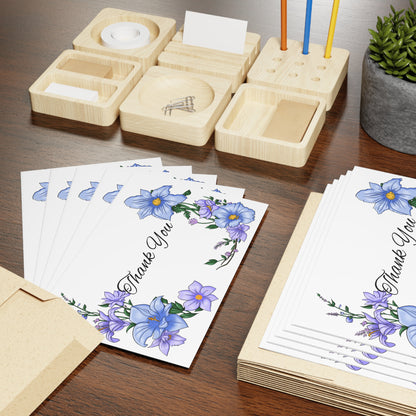 Thank You Floral Greeting Card — Blue Bell Bouquet (Blank Inside)