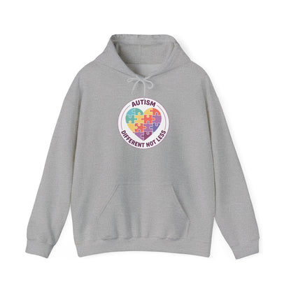 hoodie with a colorful heart design and text on a white background