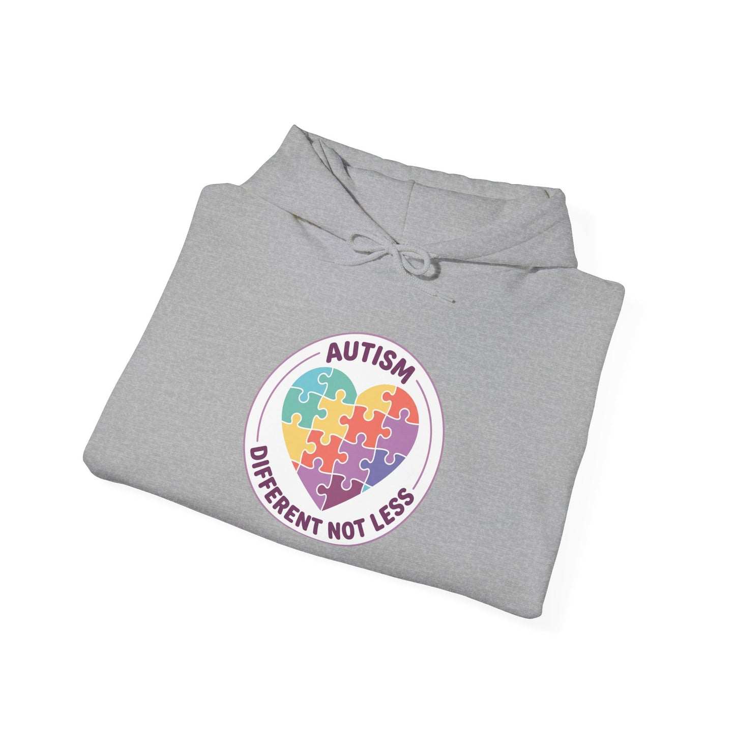 hoodie with a colorful heart design and text on a white background
