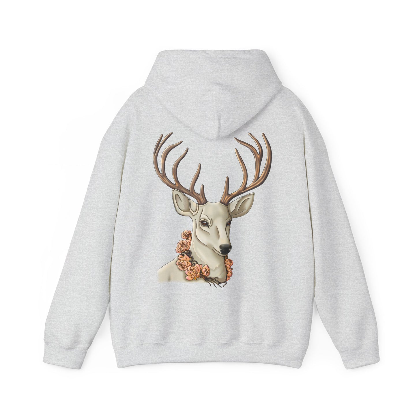 Deer Portrait Hoodie — Floral Antler Graphic Pullover