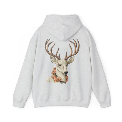 Deer Portrait Hoodie — Floral Antler Graphic Pullover