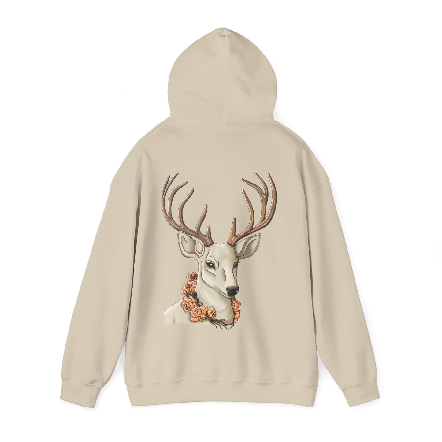 Deer Portrait Hoodie — Floral Antler Graphic Pullover