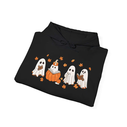 Cozy Halloween Hoodie – Ghosts Reading Design, Perfect for Spooky Season