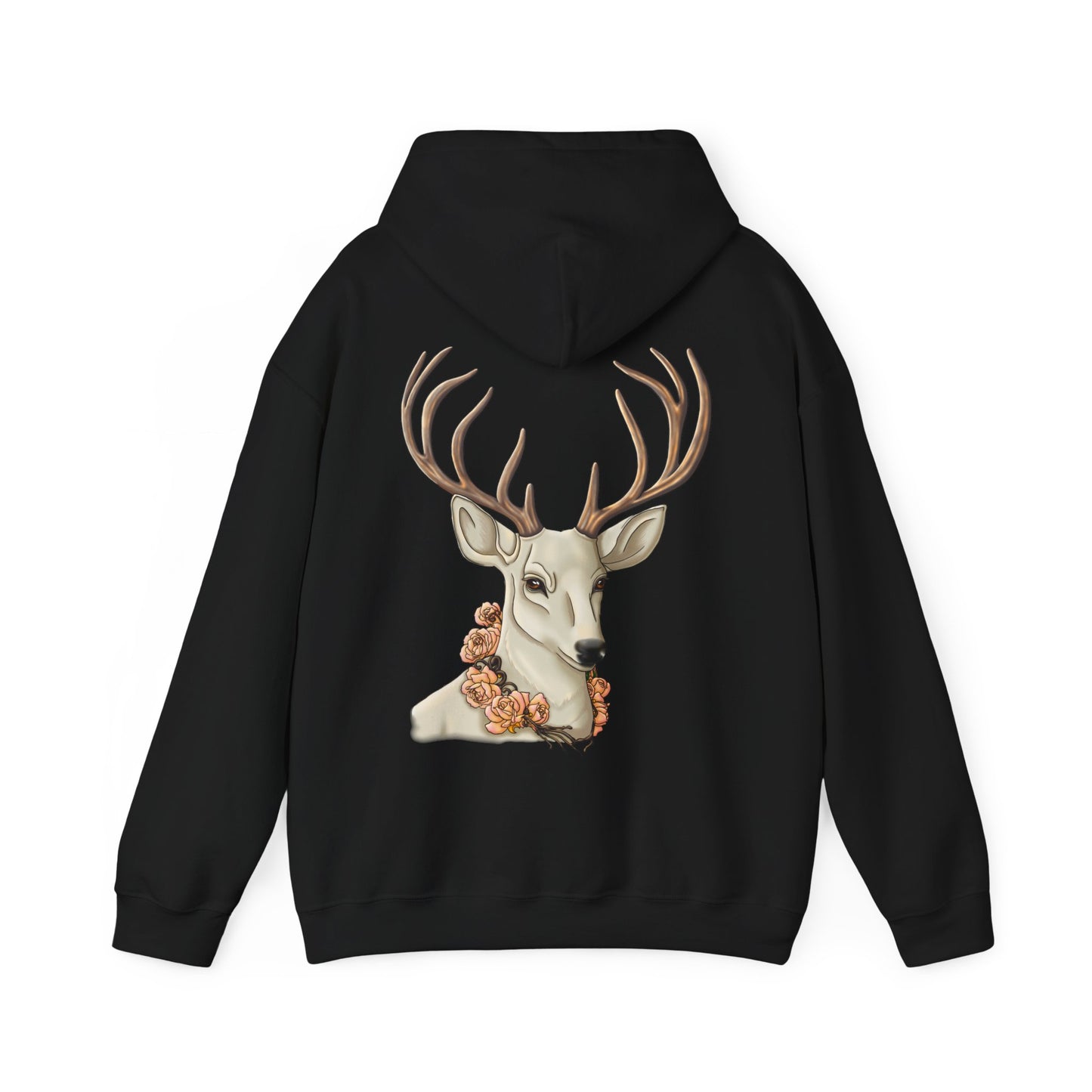 Deer Portrait Hoodie — Floral Antler Graphic Pullover