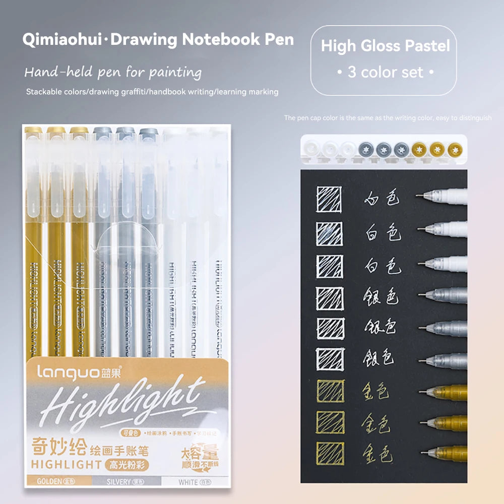 Elevate Your Creativity with the Languo Morandi Gel Pen Set - 9 Stunning 0.6mm Colors for Art, DIY & Scrapbooking