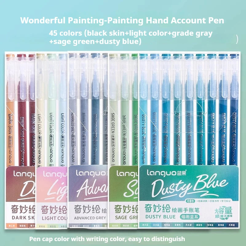 Elevate Your Creativity with the Languo Morandi Gel Pen Set - 9 Stunning 0.6mm Colors for Art, DIY & Scrapbooking