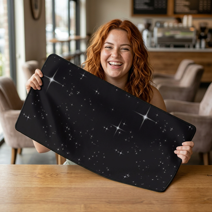 Starry Night Desk Mat — Large Black Galactic Mouse Pad