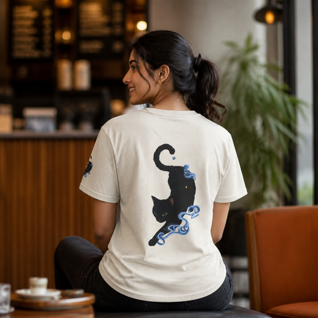 Magical Black Cat Tee — Spirit Mist Cat Graphic T-Shirt