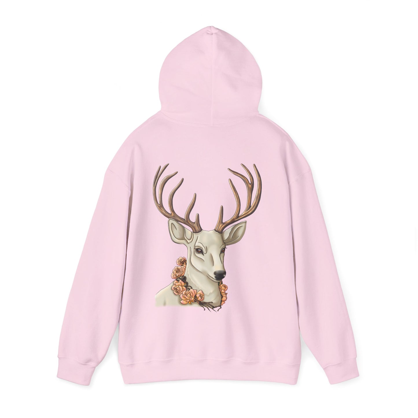 Deer Portrait Hoodie — Floral Antler Graphic Pullover