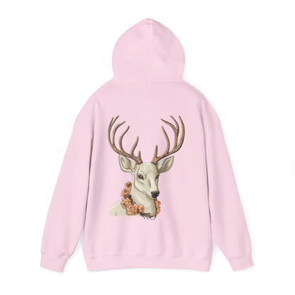 Deer Portrait Hoodie — Floral Antler Graphic Pullover