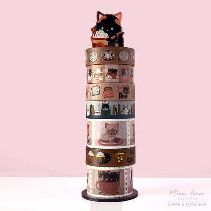 Cat Acrylic Coffee Tortie Washi Stands -  Adding a splash of cuteness!