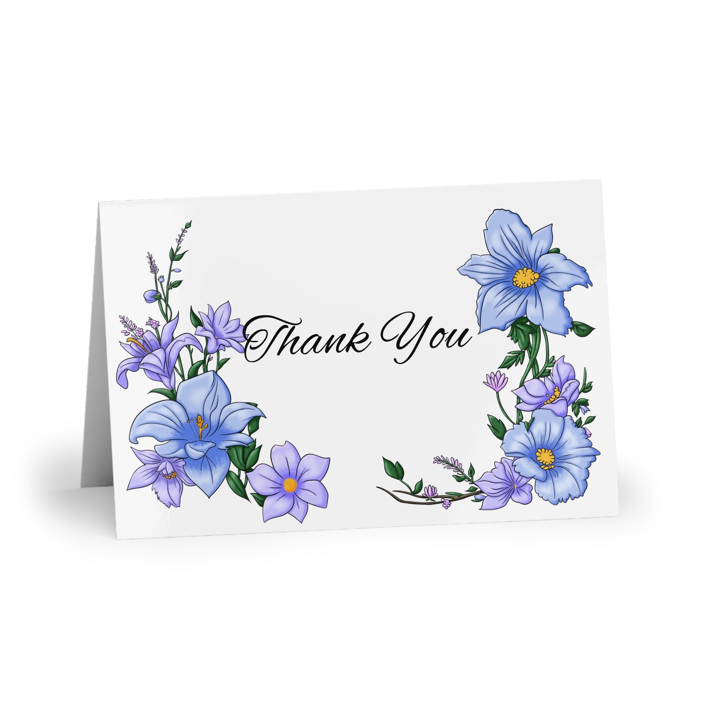 Thank You Floral Greeting Card — Blue Bell Bouquet (Blank Inside)