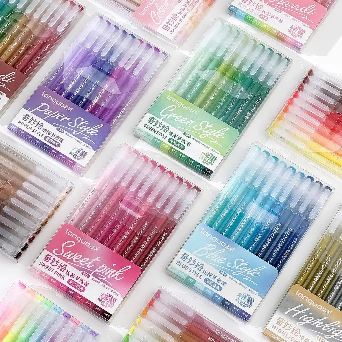 Elevate Your Creativity with the Languo Morandi Gel Pen Set - 9 Stunning 0.6mm Colors for Art, DIY & Scrapbooking