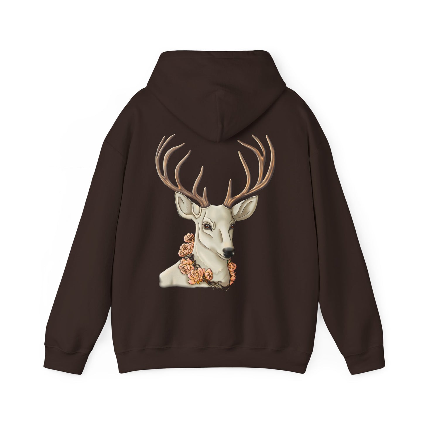Deer Portrait Hoodie — Floral Antler Graphic Pullover