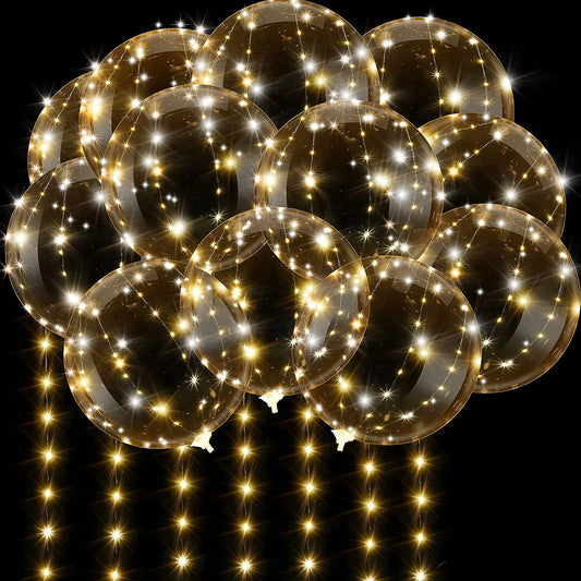 10 Pack LED Light-Up Bobo Balloons with 3M String Lights - Colorful Transparent Bubble Balloons for Christmas and Weddings