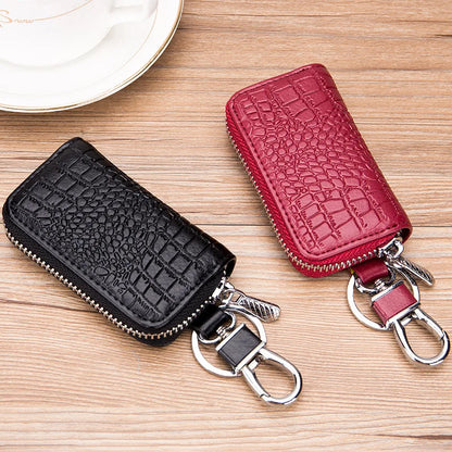 Premium Leather Mini Key Holder Pouch - Stylish Organizer for Car Keys & Wallet Essentials - Unisex Design