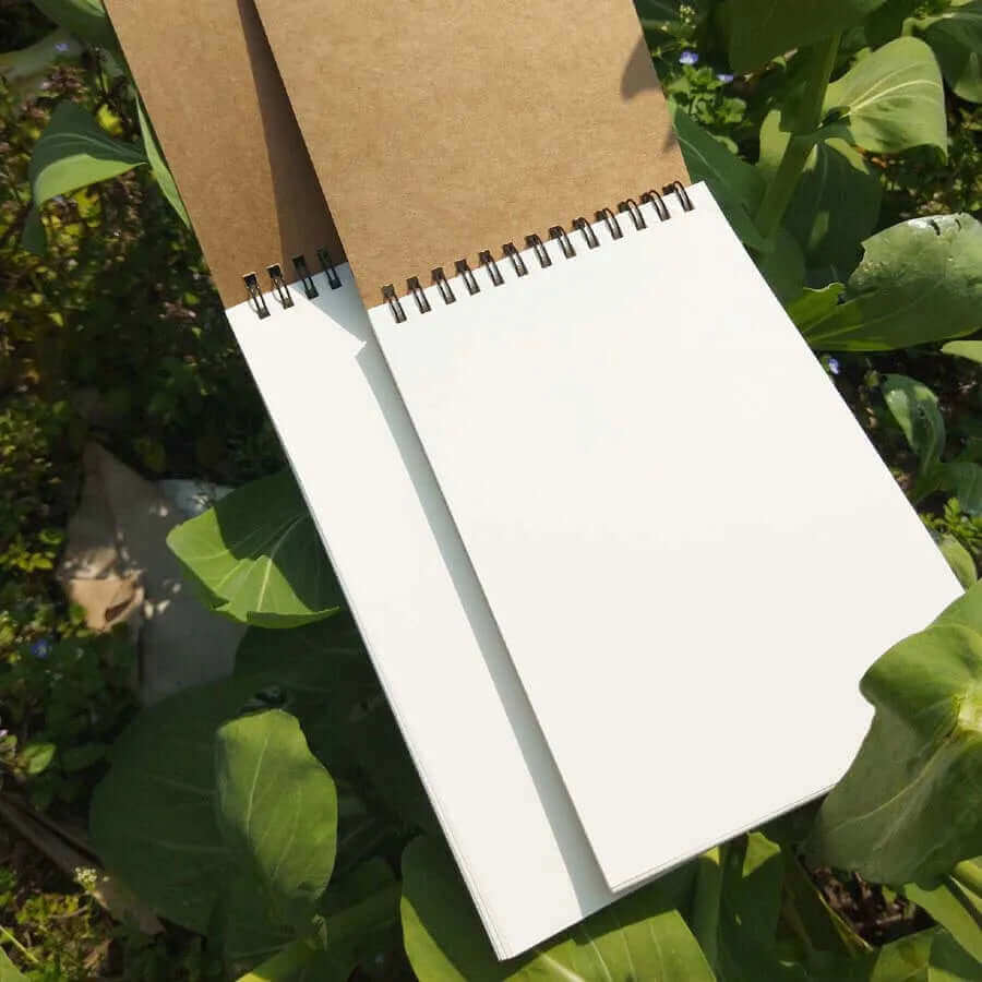 "Khaki Spiral Sketchbook - 50 Sheets of Blank White Paper for Painting, Drawing, and Writing"