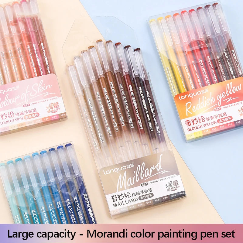 Elevate Your Creativity with the Languo Morandi Gel Pen Set - 9 Stunning 0.6mm Colors for Art, DIY & Scrapbooking