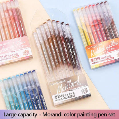 Elevate Your Creativity with the Languo Morandi Gel Pen Set - 9 Stunning 0.6mm Colors for Art, DIY & Scrapbooking