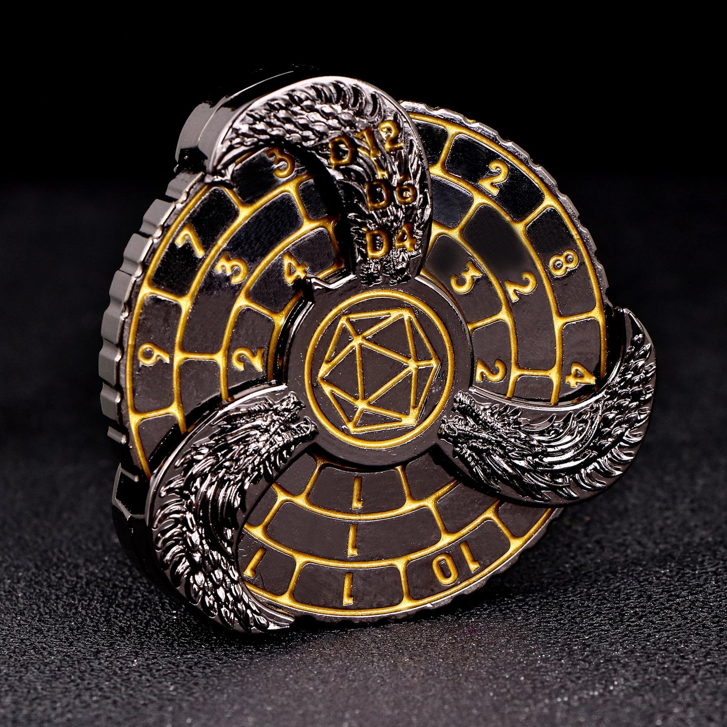Deluxe Fingertip Gyro Metal Dice Set for Dungeons & Dragons - Spinner Dice & Dragon Compass for Epic Tabletop Adventures